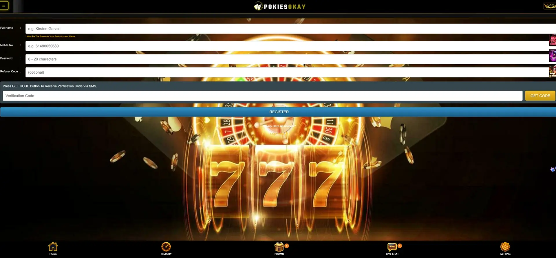 PokiesOkay Registration preview